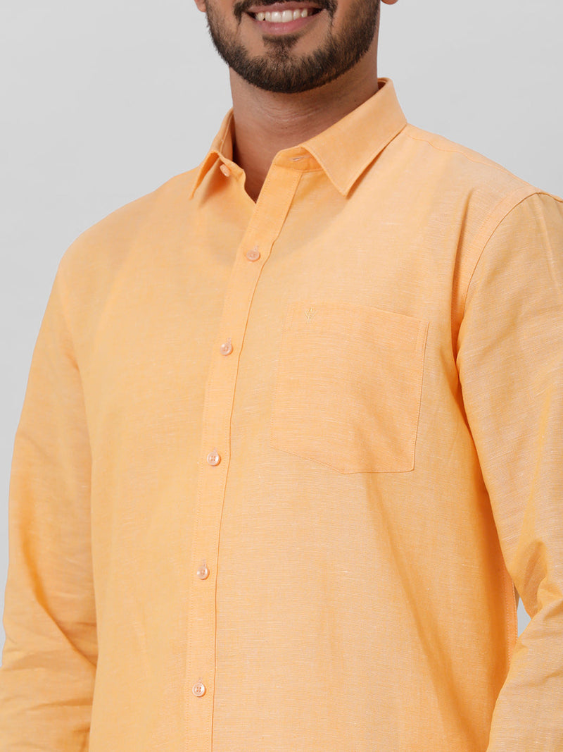 Mens Linen Cotton Formal Orange Full Sleeves Shirt LF8