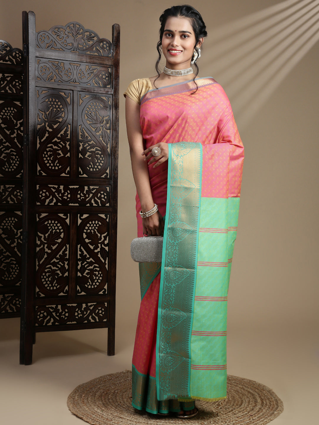 Women Light Orange Art Silk Saree ASS123