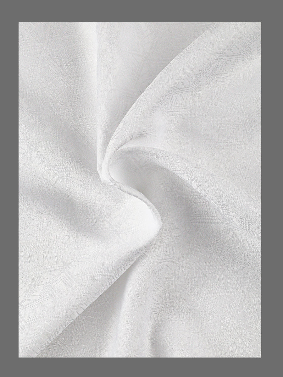 Mens White Jacquard Self Design Shirting Fabric Luxury Jacquard 1.60-Close view