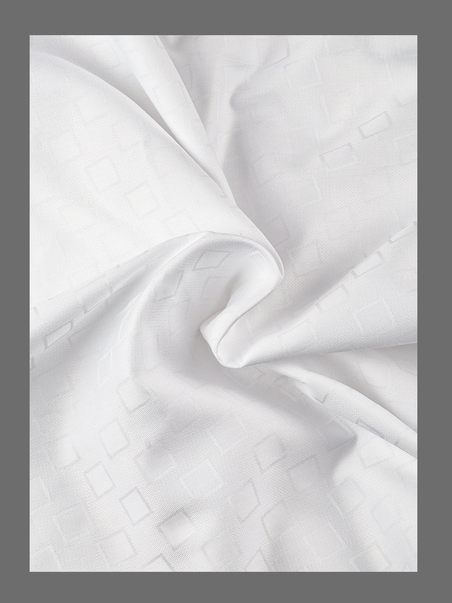 Mens White Jacquard Square Design Shirting Fabric Luxury Jacquard 1.60