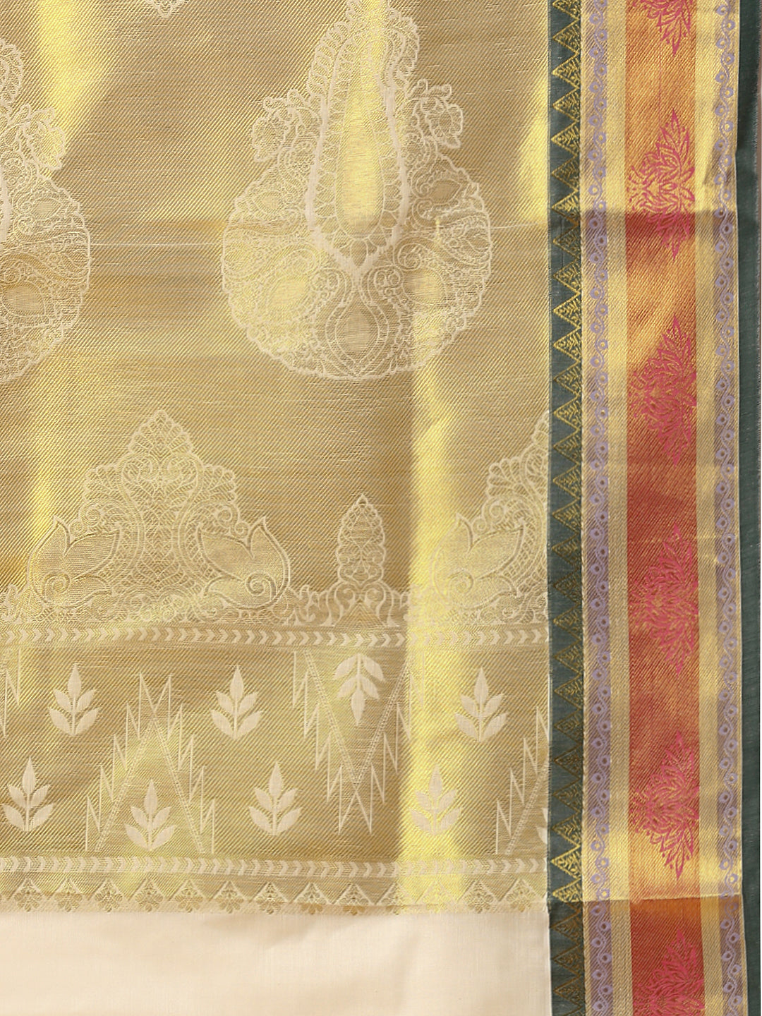 Kerala Cream Gold Jari Weaving Saree KS100