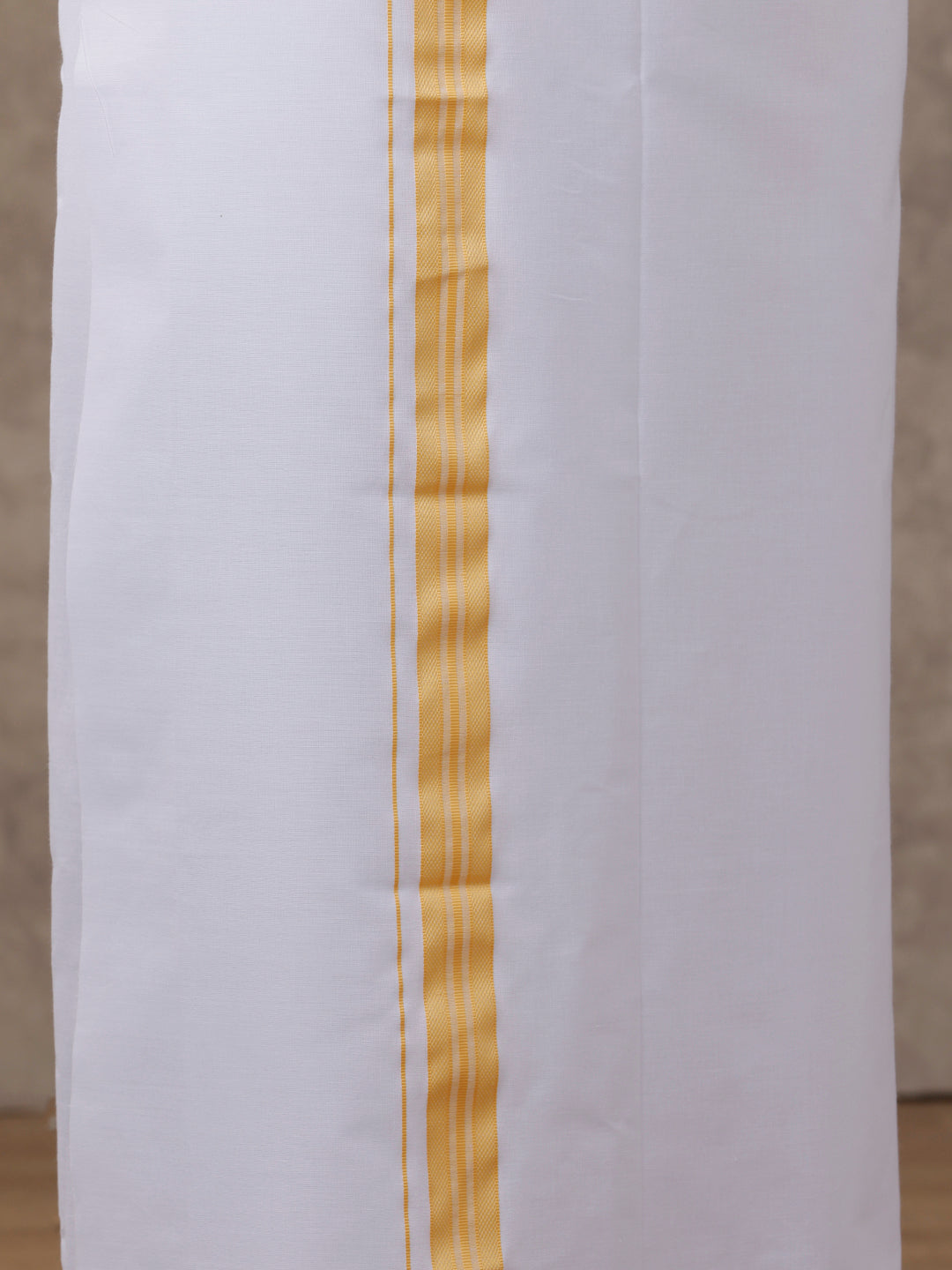 Men Matching Border Dhoti & Full Sleeves Shirt Set Gold C3