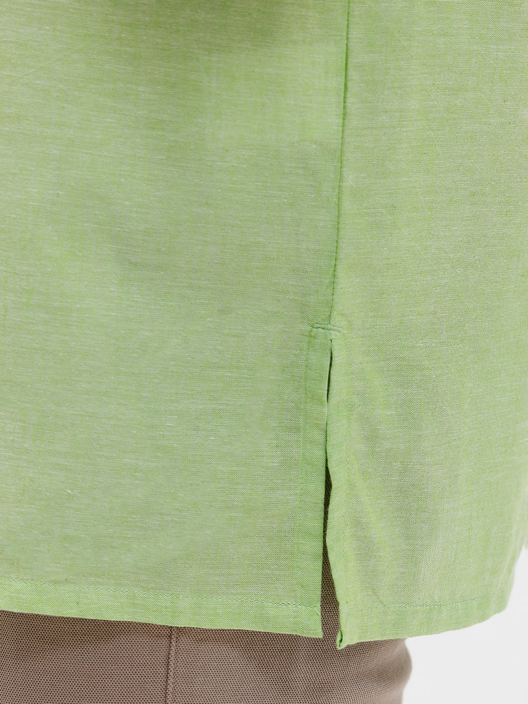 Men Cotton Short Length Plain Pocket Kurta Pale Green PC27