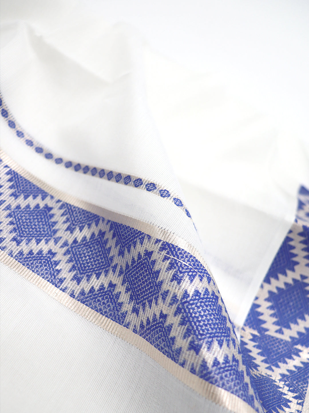 Men Premium Cotton Double Layer White Dhoti with Fancy Jari Border LC28