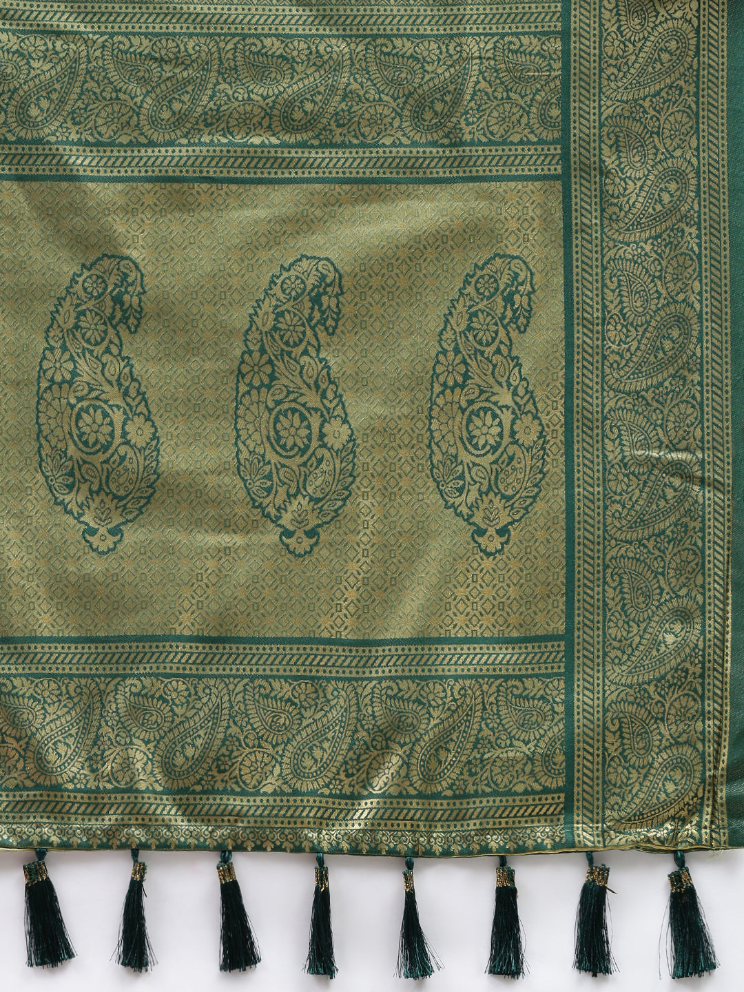 Womens Semi Silk Saree Green SS227