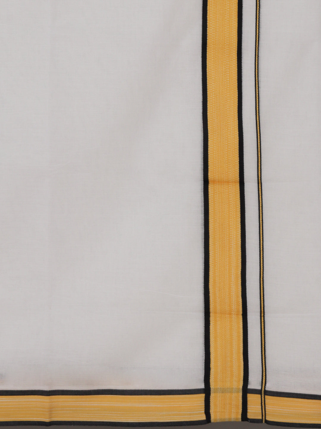 Men Cotton Double Layer White Dhoti with Fancy Border Mountain Fancy MF01