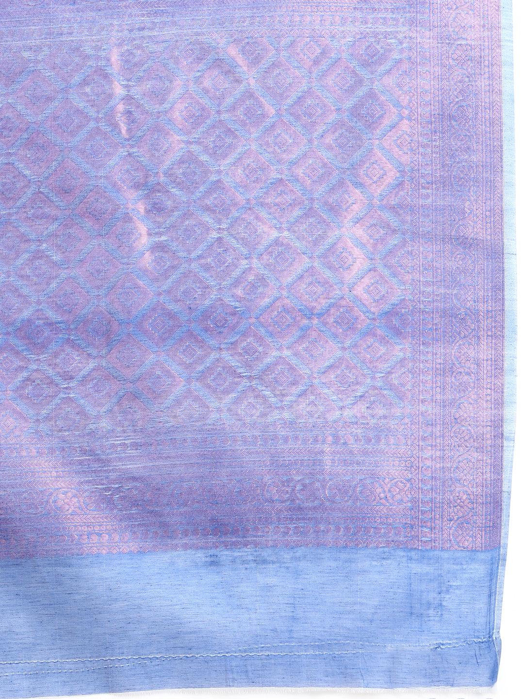Stylish Violet & Pink Semi Kora Cotton Saree SK84-Zoom view