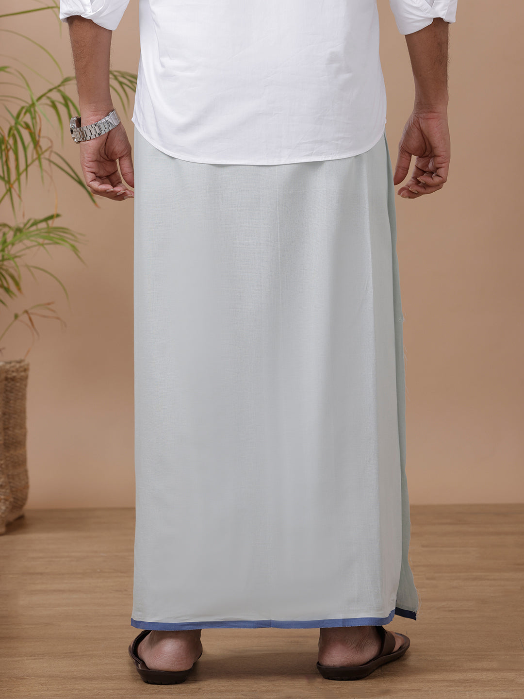 Mens Fancy Border Dhoti Grey Enrich Colour 8