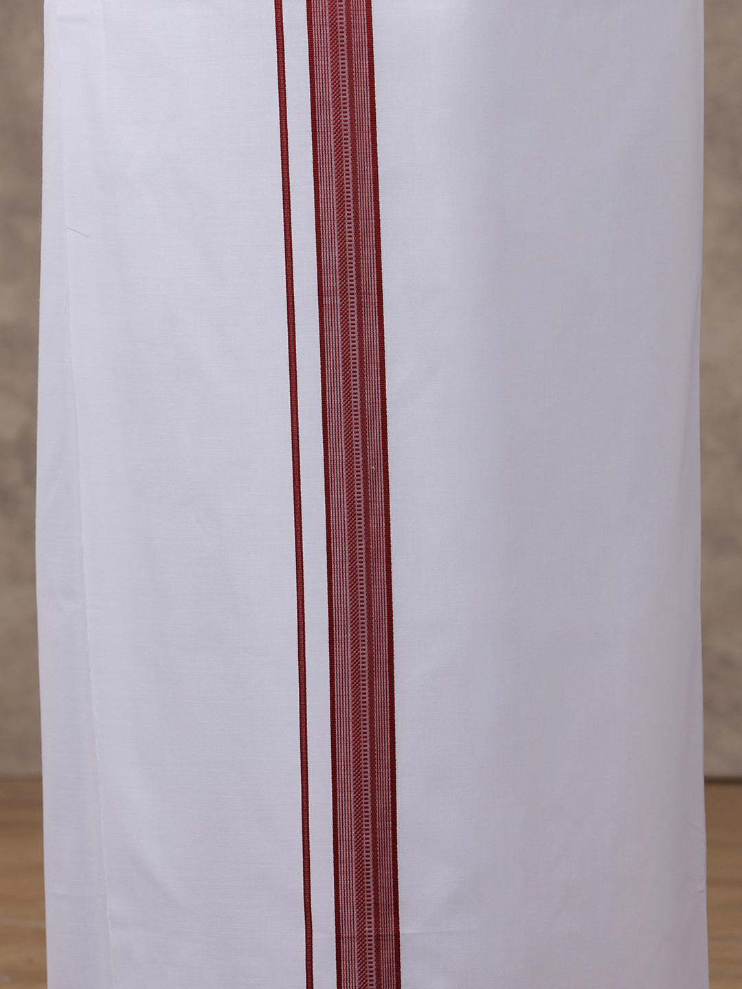 Mens Dark Red Matching Border Dhoti & Half Sleeves Shirt Set Evolution IC9