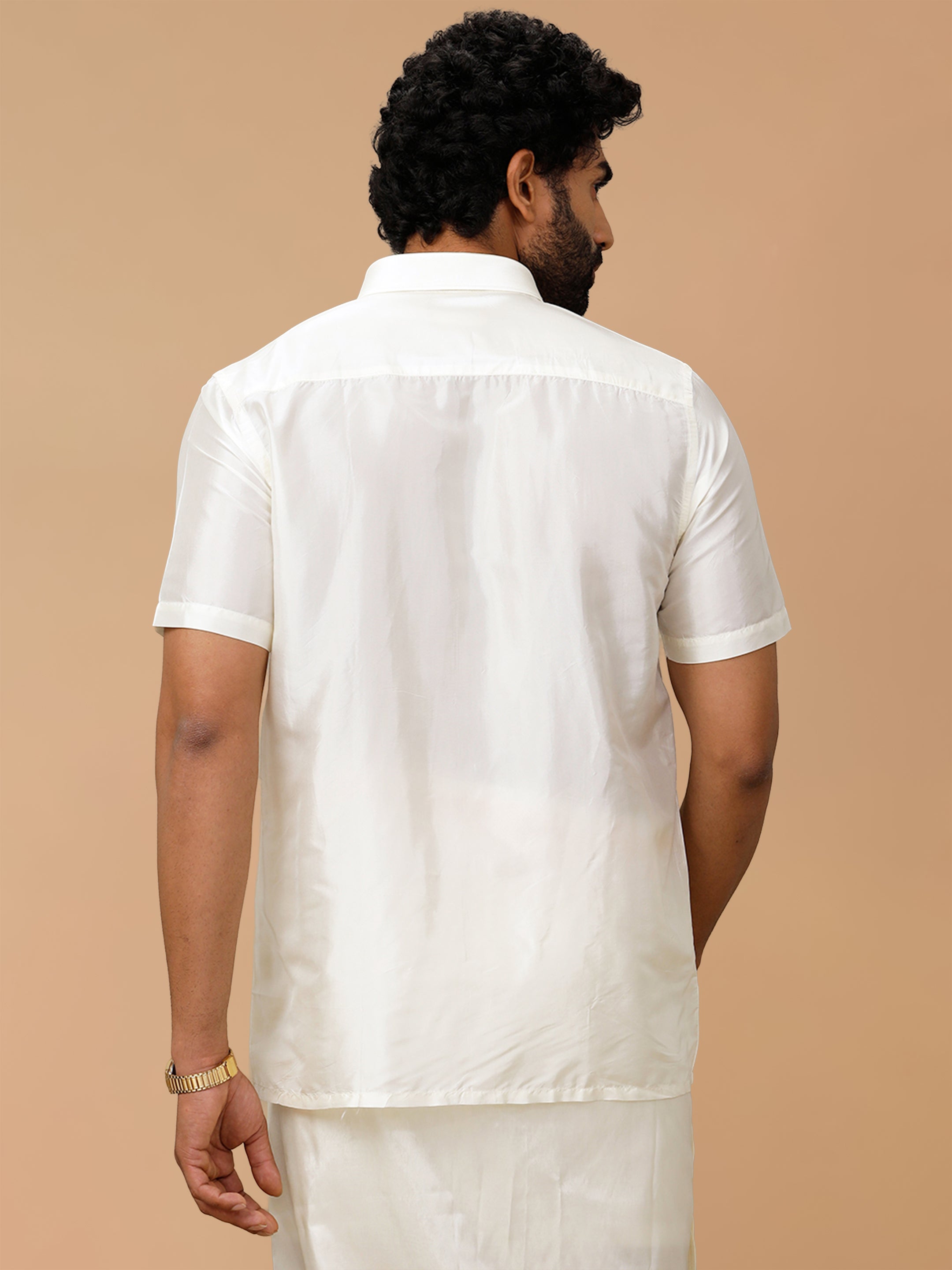 Silk Feel Cream Regular Fit Shirt