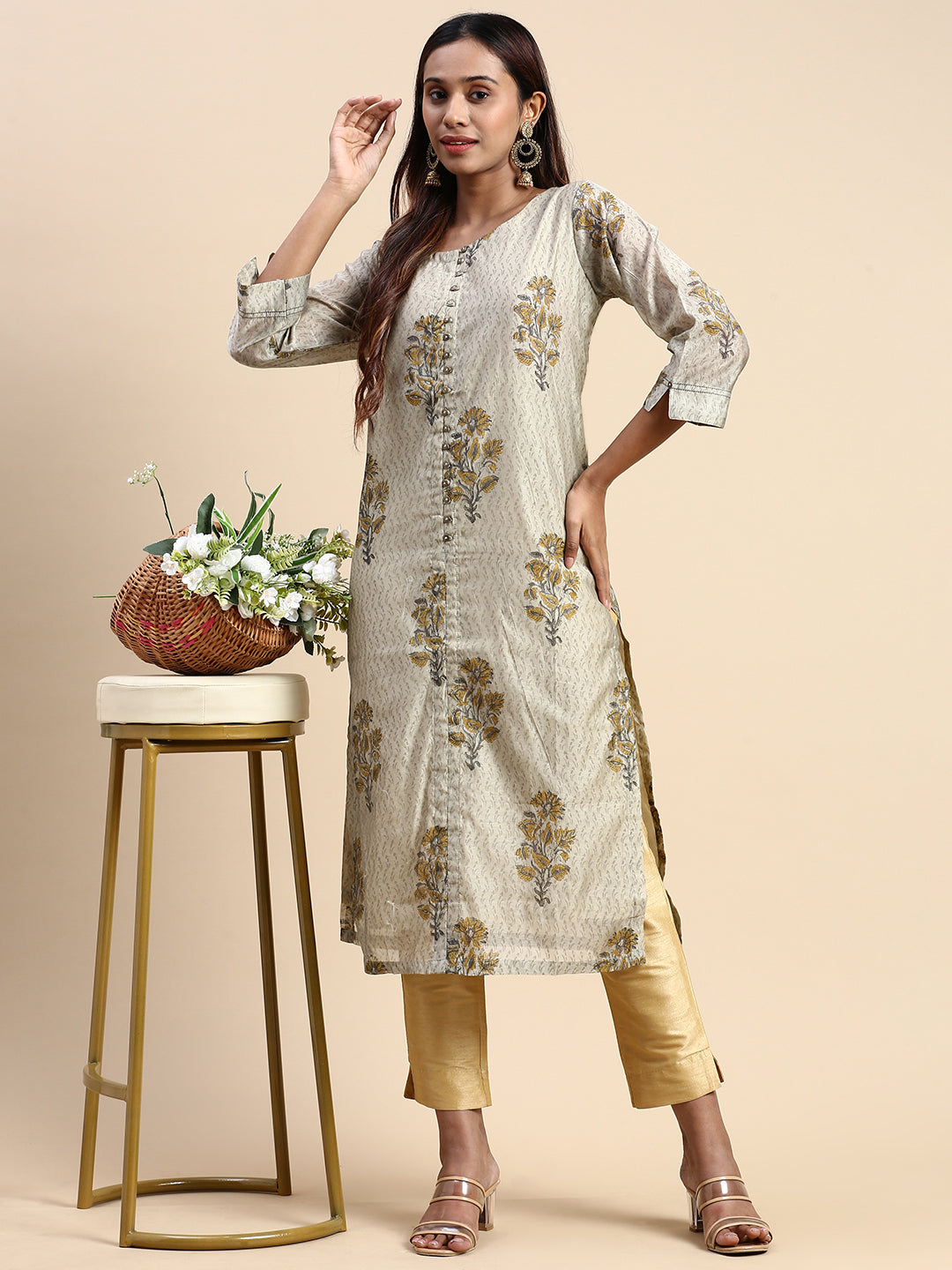 Bimba Women Designer Kurti Front Slit Pattern Kurta Long Dress Indian-rls |  eBay