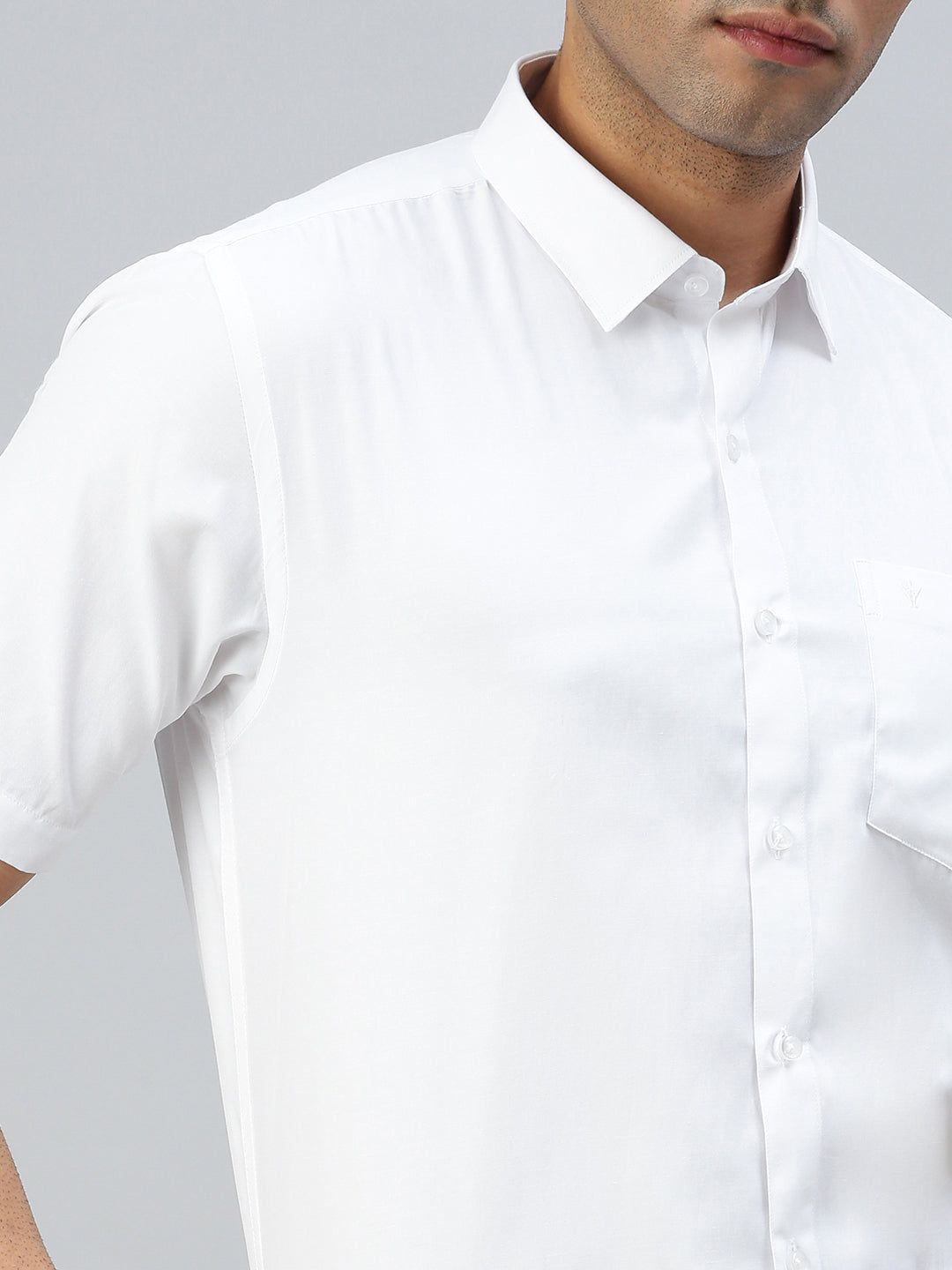 Men Cotton Rich White Shirt Mist