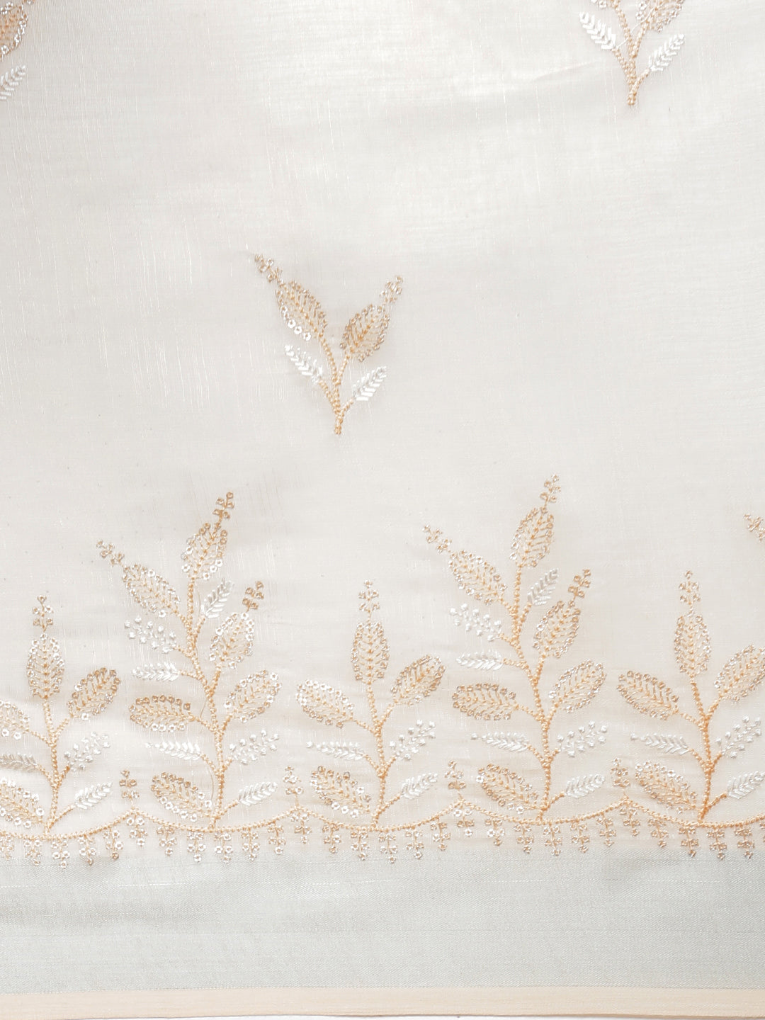 Women Light Orange Semi Linen Embroidered Saree SL243