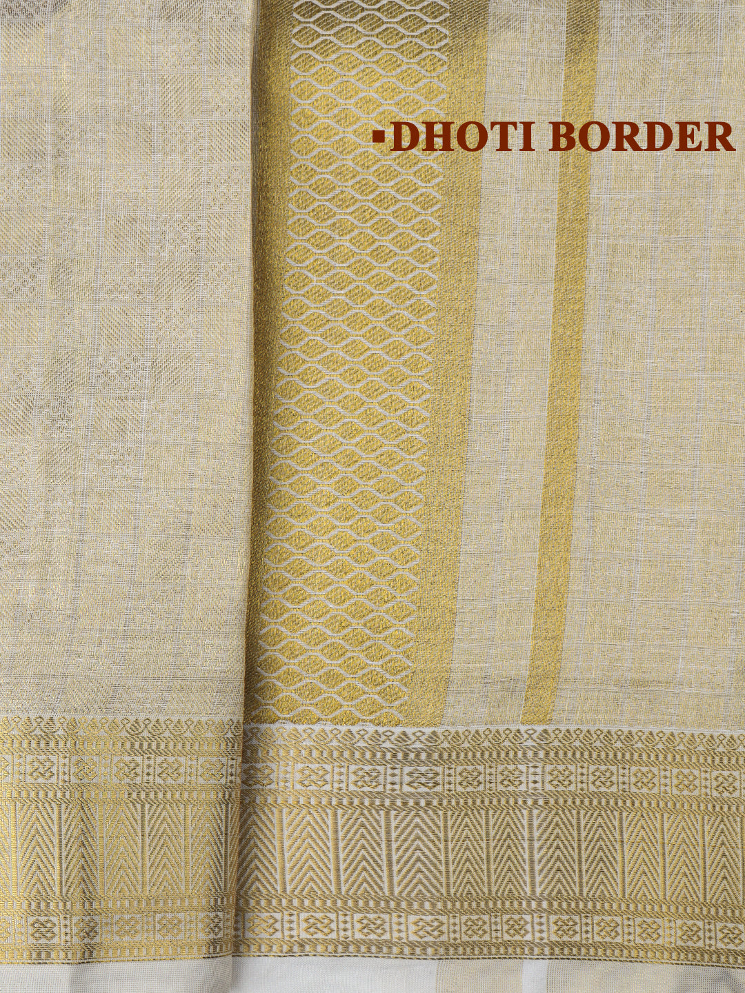 Men Tissue Dhoti & Shirting Set Cream Golden Glory GG03