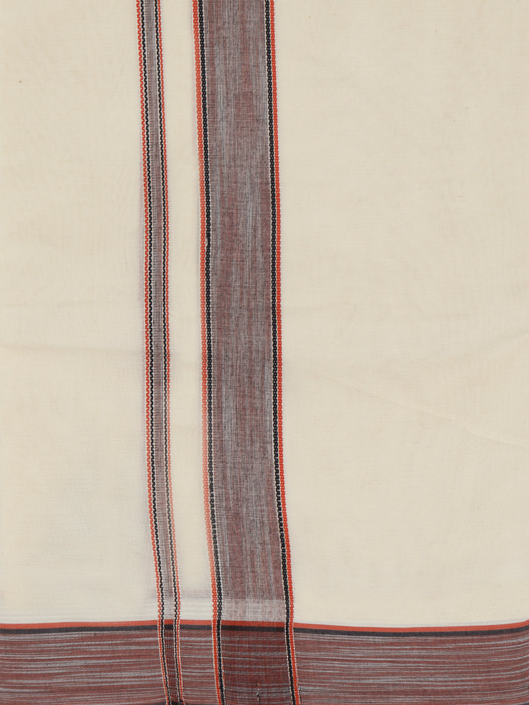 Double Layer 100% Cotton Cream Kora Dhoti with Colour Border -HJFD01