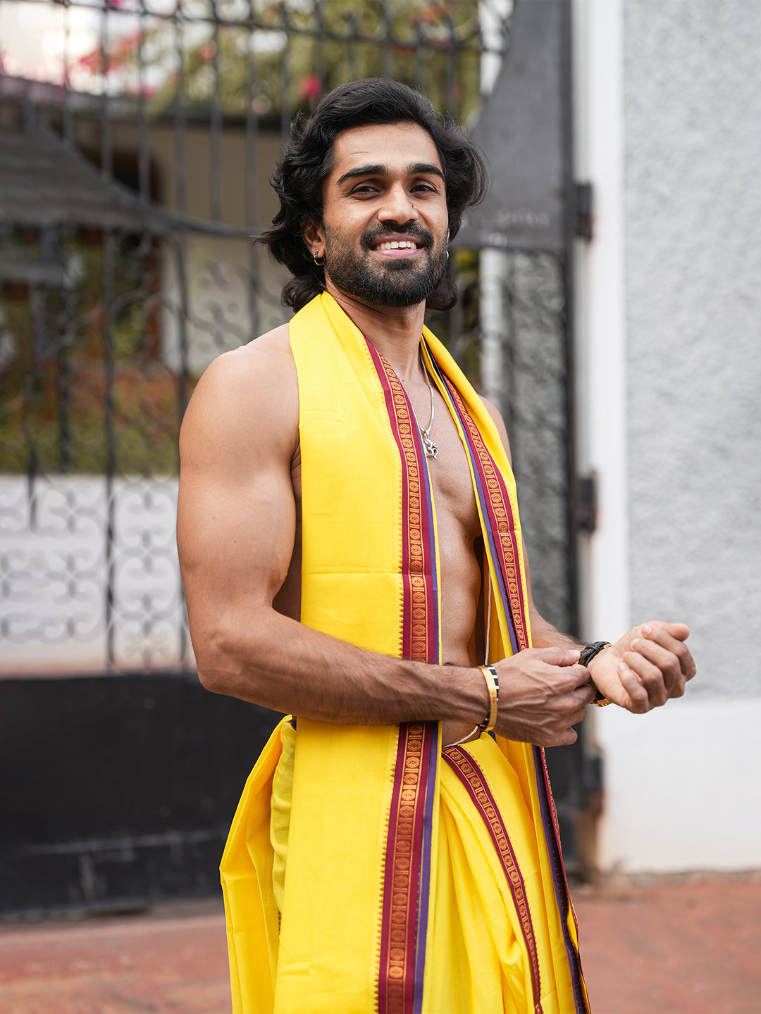 Men Panchakacham with Angavasthram Yellow (9+5) Shreeman Pet