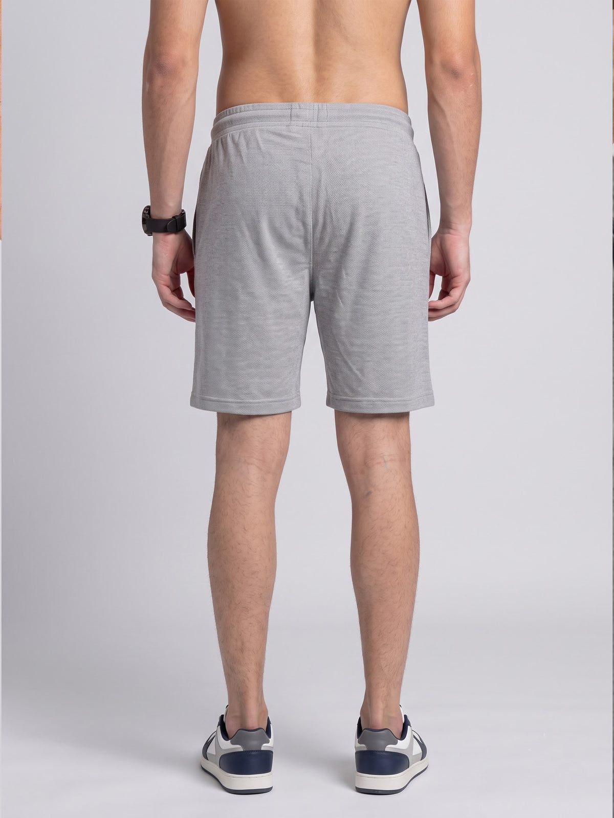 Cotton Rich Aeroflex Structured Grey Melange Shorts AFS4