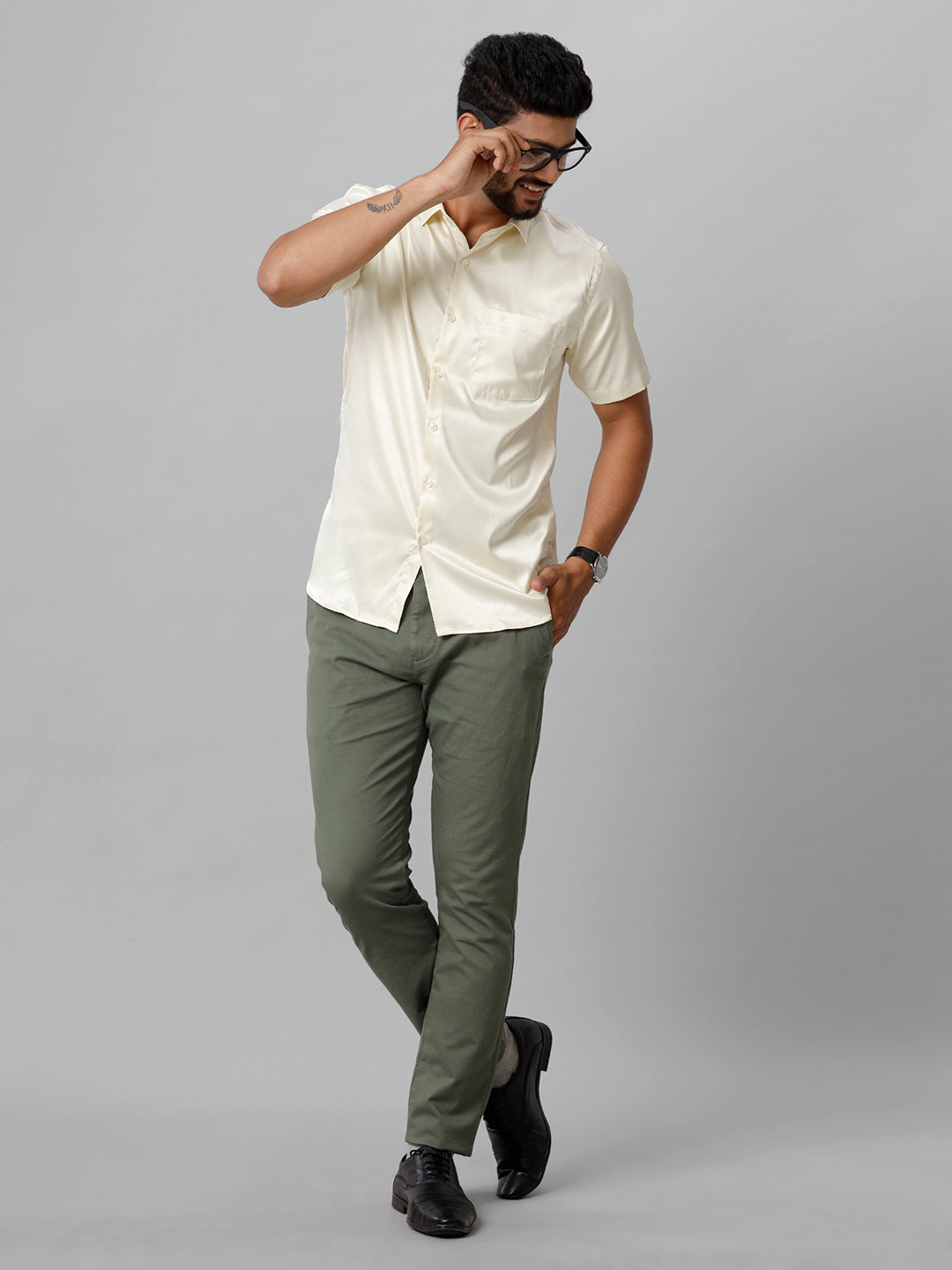 Mens Party Wear Cream Shirt