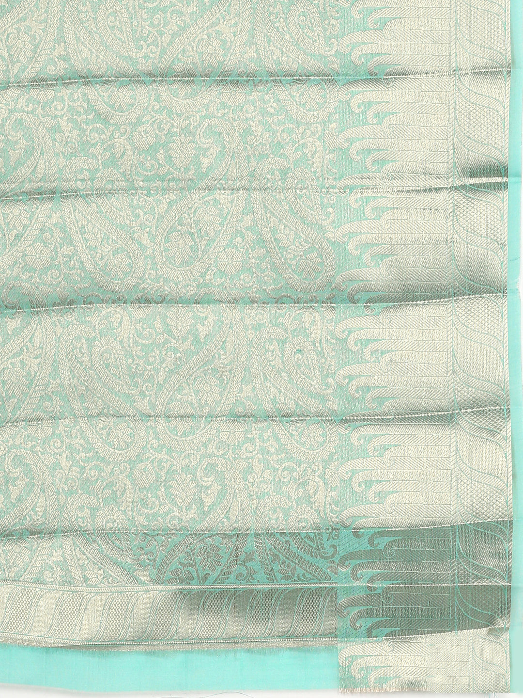 Women Semi Orgenza Weaving Saree Green SOS19