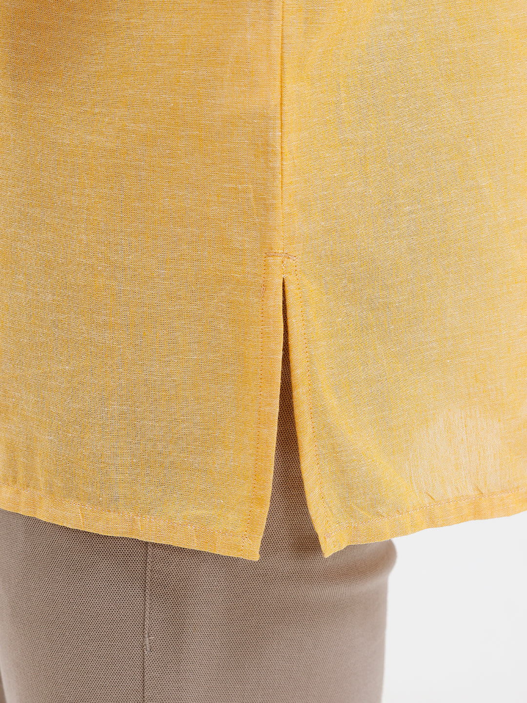 Men Cotton Short Length Plain Pocket Kurta Pale Orange PC31