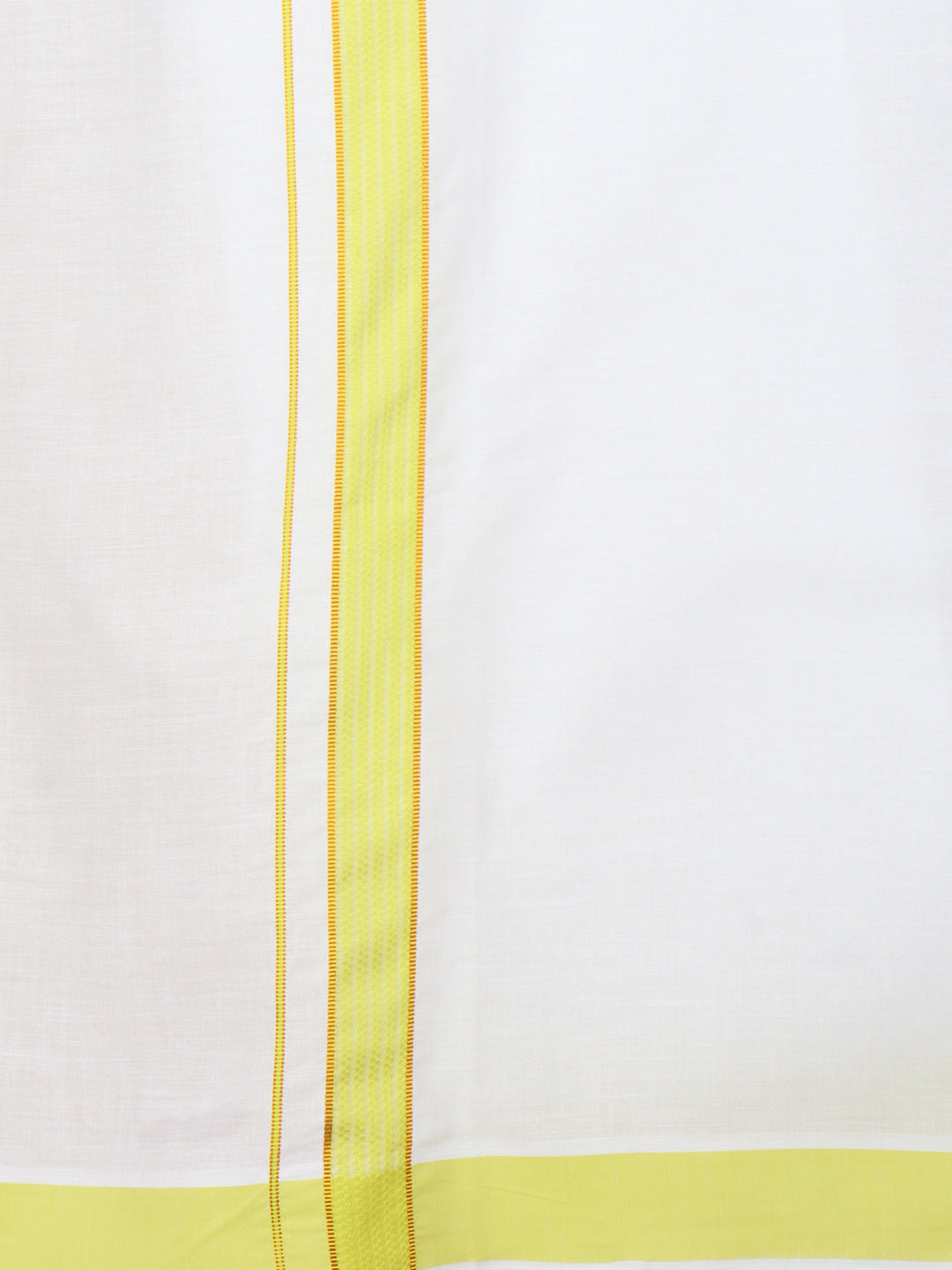 Men Cotton Blend Readymade Single Layer White Dhoti with Fancy Jari Border GACJ39