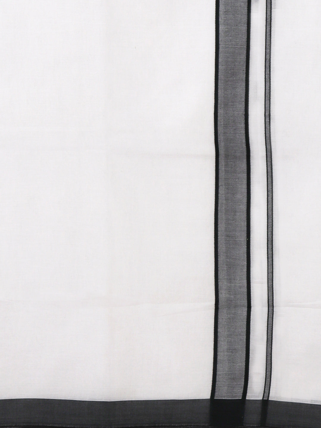 Men Cotton Blend Double Layer White Dhoti with Fancy Border Ricky Plain