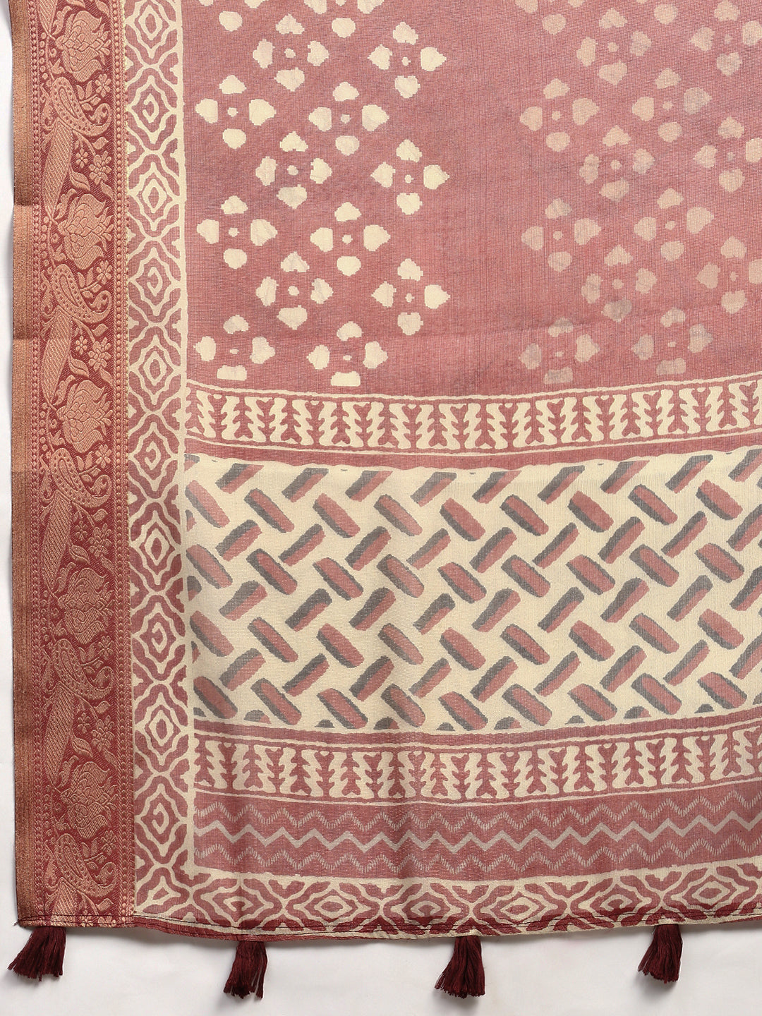 Women Semi Silk Tissue Weaving Saree Brown SS284