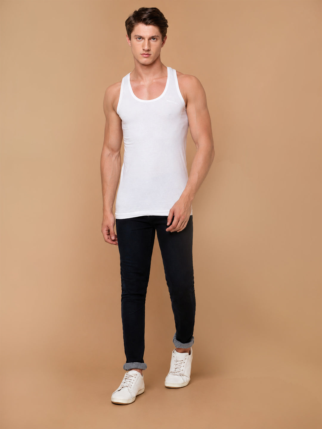 100 % Combed Cotton White Vest RN Romex (Pack of 2)