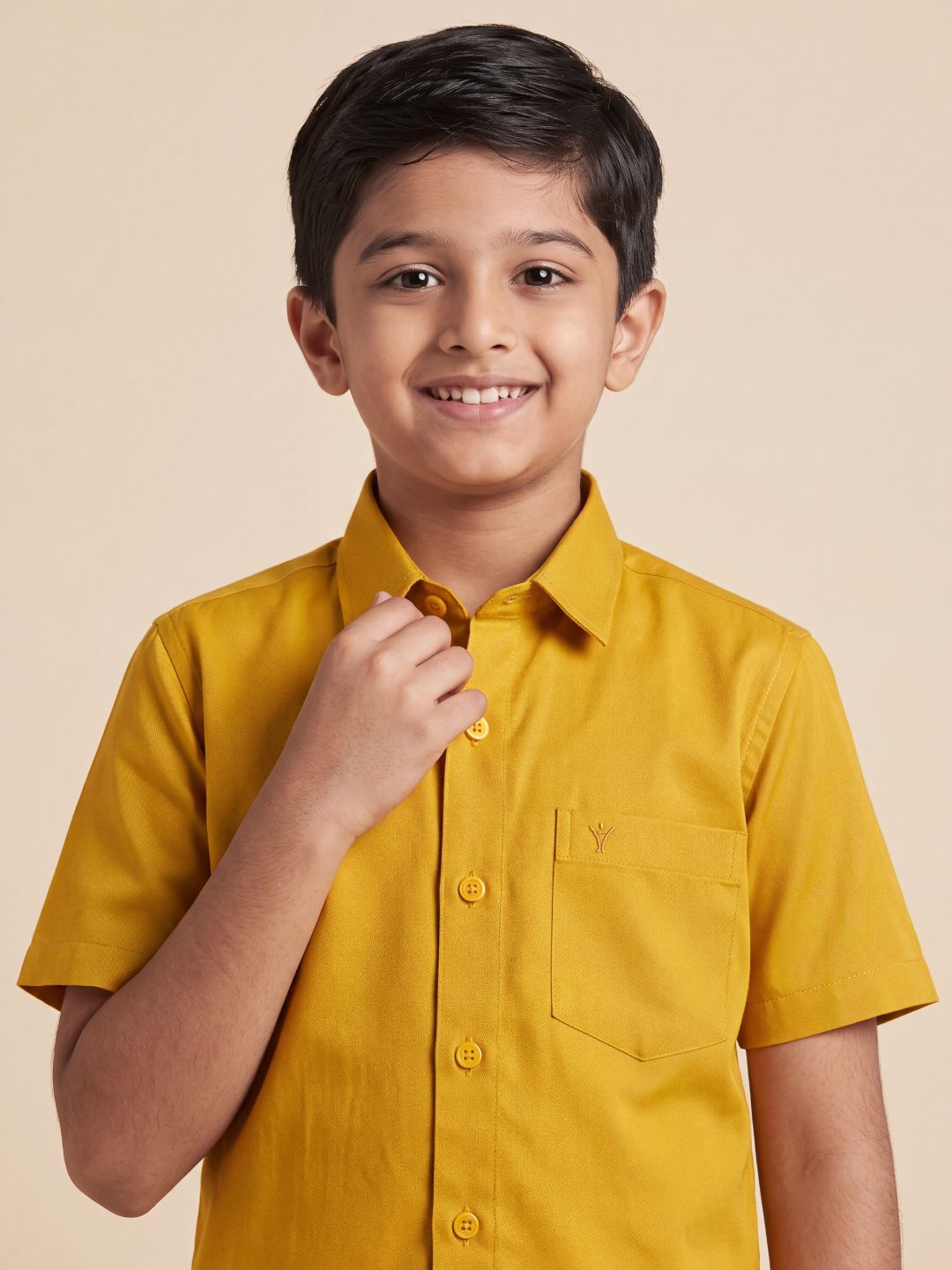 Boys 100% Cotton Orange Shirt and Fancy Border Dhoti Set BT4