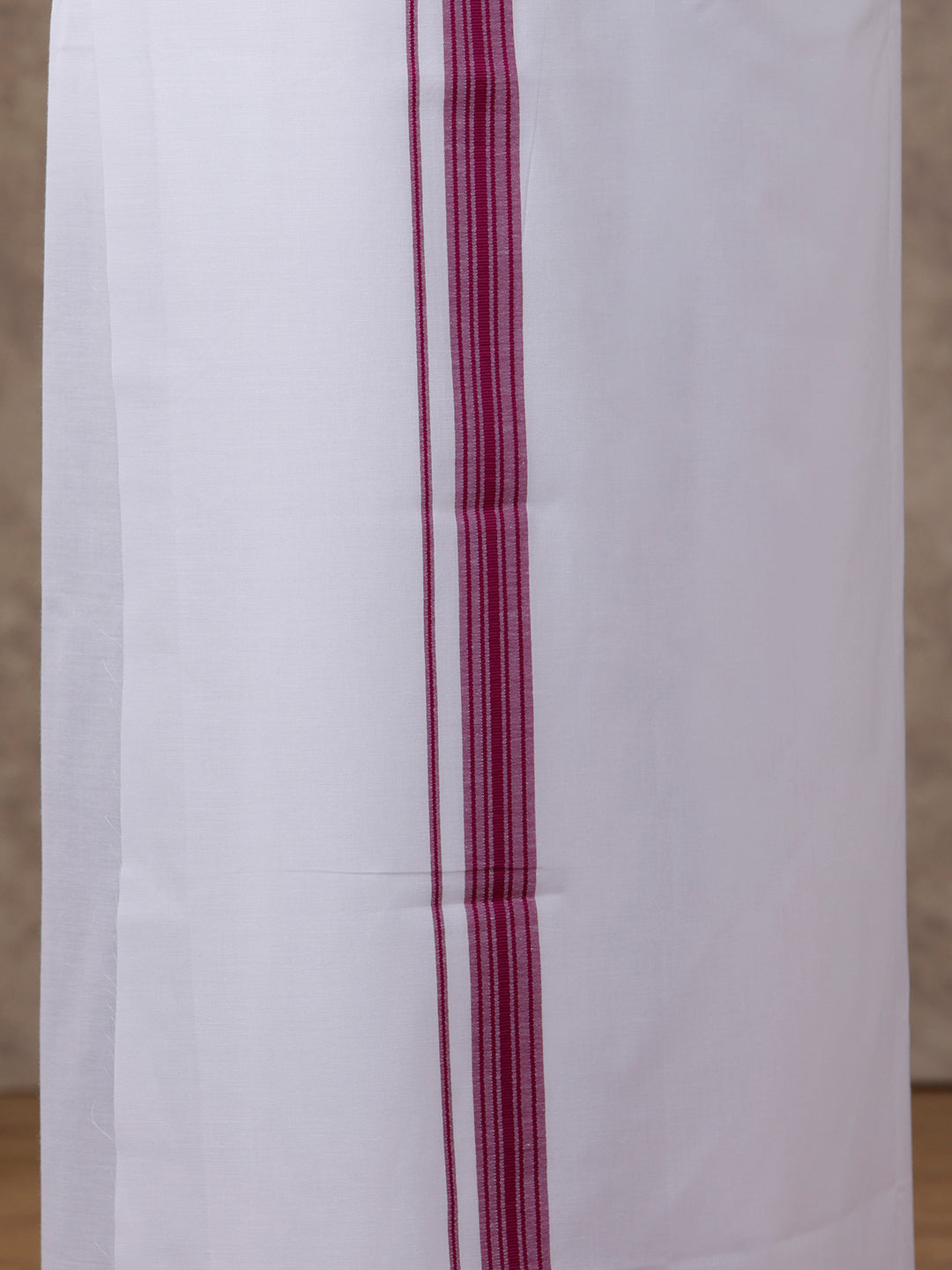 Men Matching Border Dhoti & Full Sleeves Shirt Set Magenta C49