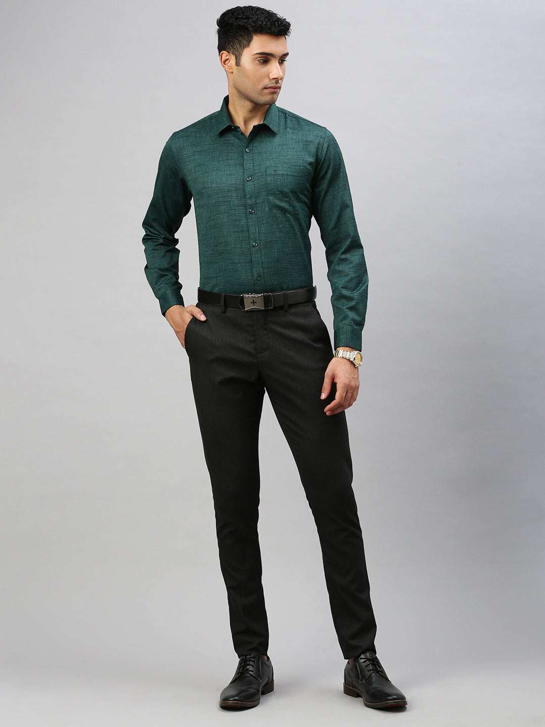 Mens Cotton Blend Shirt Green T33 TI6