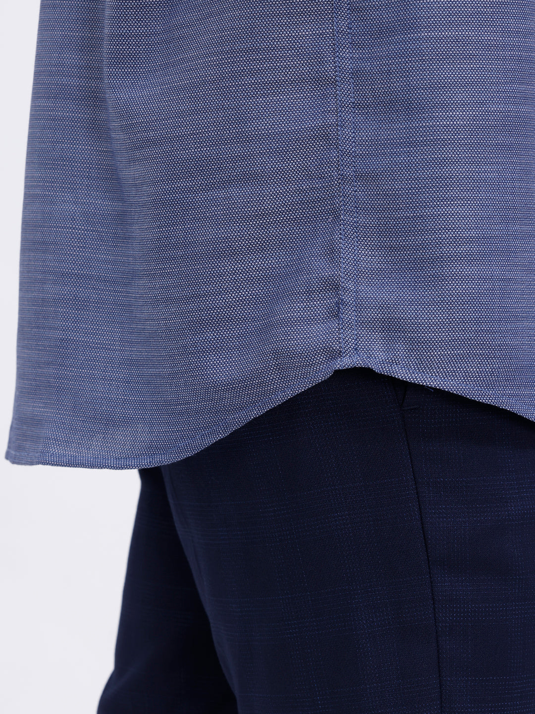 Men Cotton Rich Full Sleeve Shirt Blue Dobby T59 AIT1