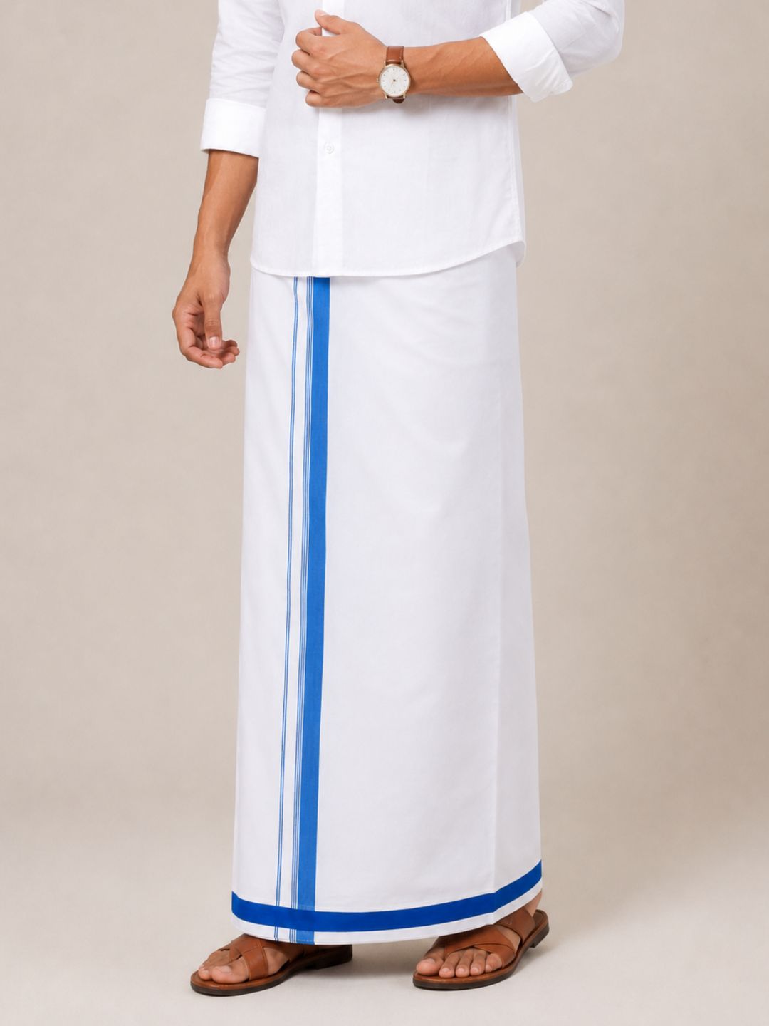 Men 100% Cotton Single Layer Small Border Dhoti Grand Rich GR01