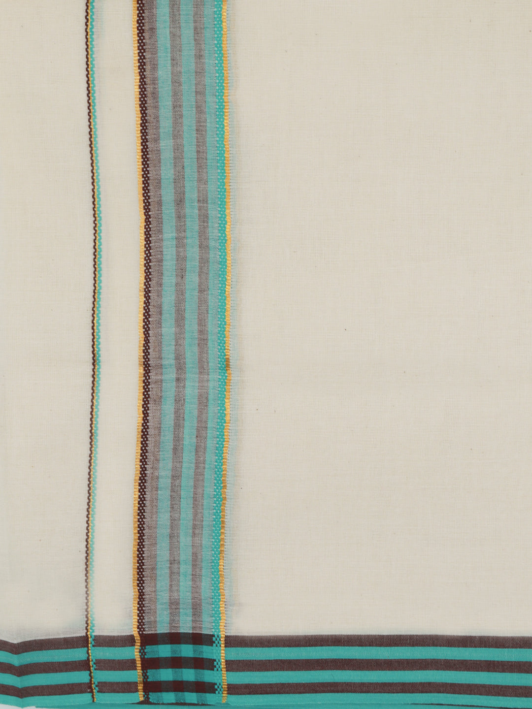 Double Layer 100% Cotton Cream Kora Dhoti with Colour Jari Border - SSJ02