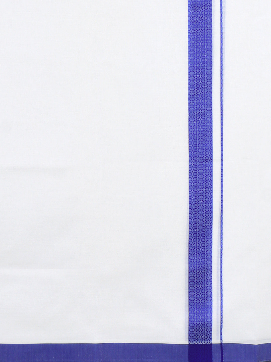 Men Cotton Blend Double Layer White Dhoti with Fancy Border TF14