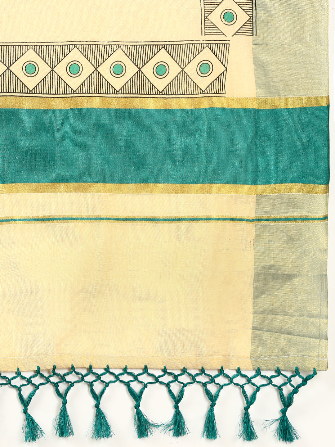 Women Kerala Cream Printed Saree KS150