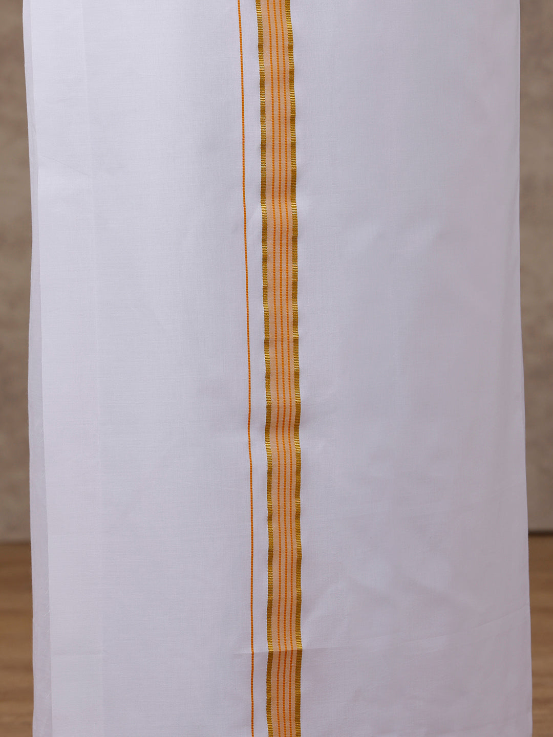 Mens Matching Jari Border Dhoti & Shirt Set Half Yellow VB2