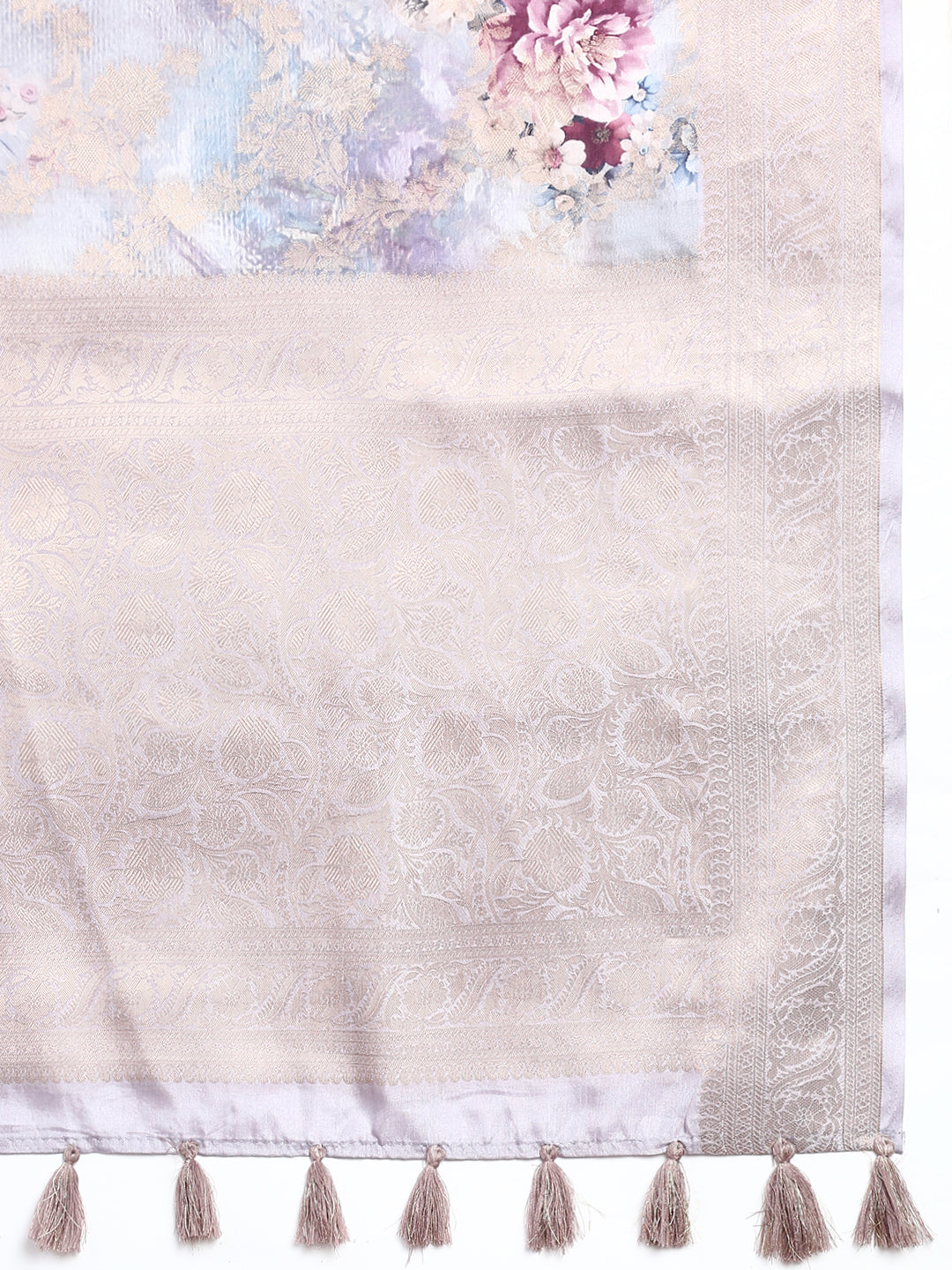 Women Peach & Copper Floral Printed Dola Semi Weaving Printed Saree DSP05