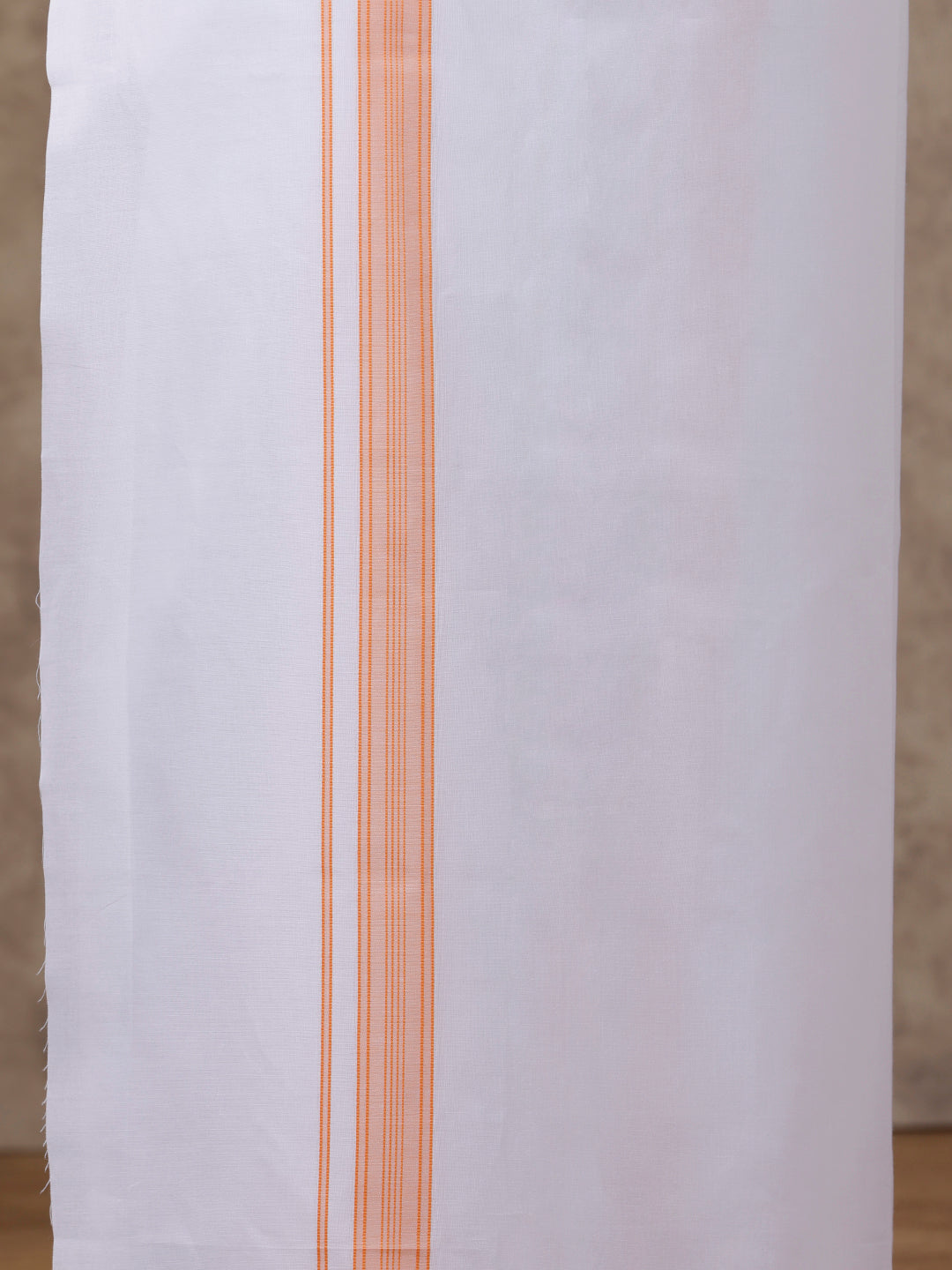 Mens Matching Border Dhoti & Shirt Set Half Orange C2