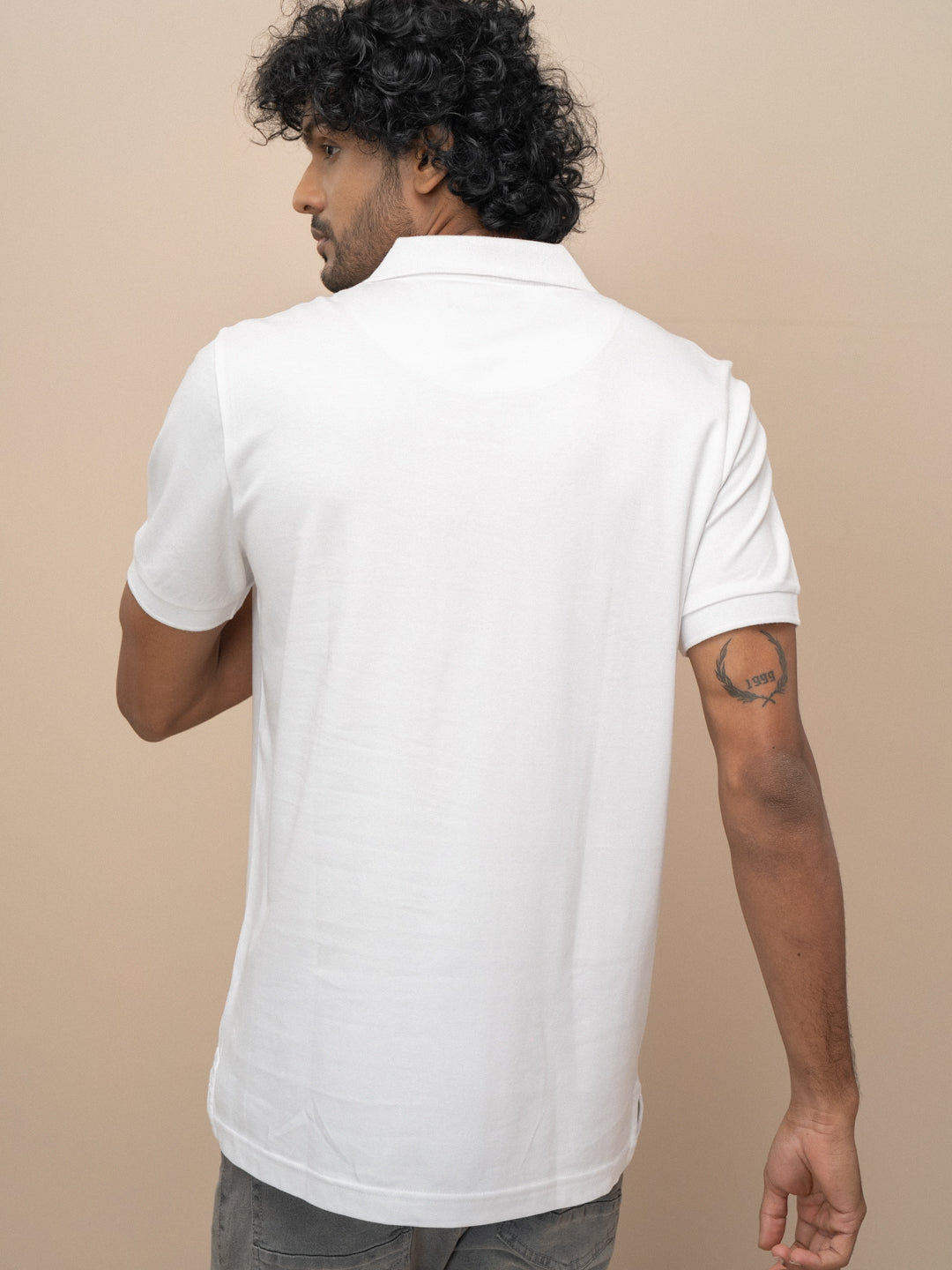 Men Extra Long Staple Cotton Smart Fit Apex Polo T-Shirt White AX1