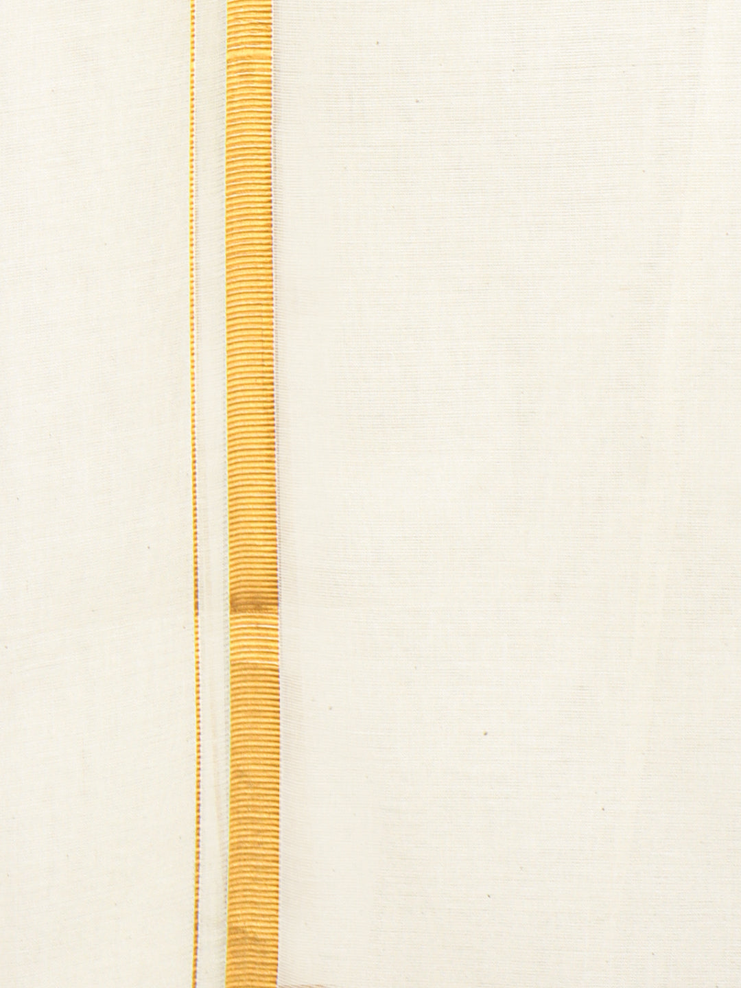 Men Kora Cotton Double Layer Cream Dhoti with 1/2"inch Gold Jari Border Mangal