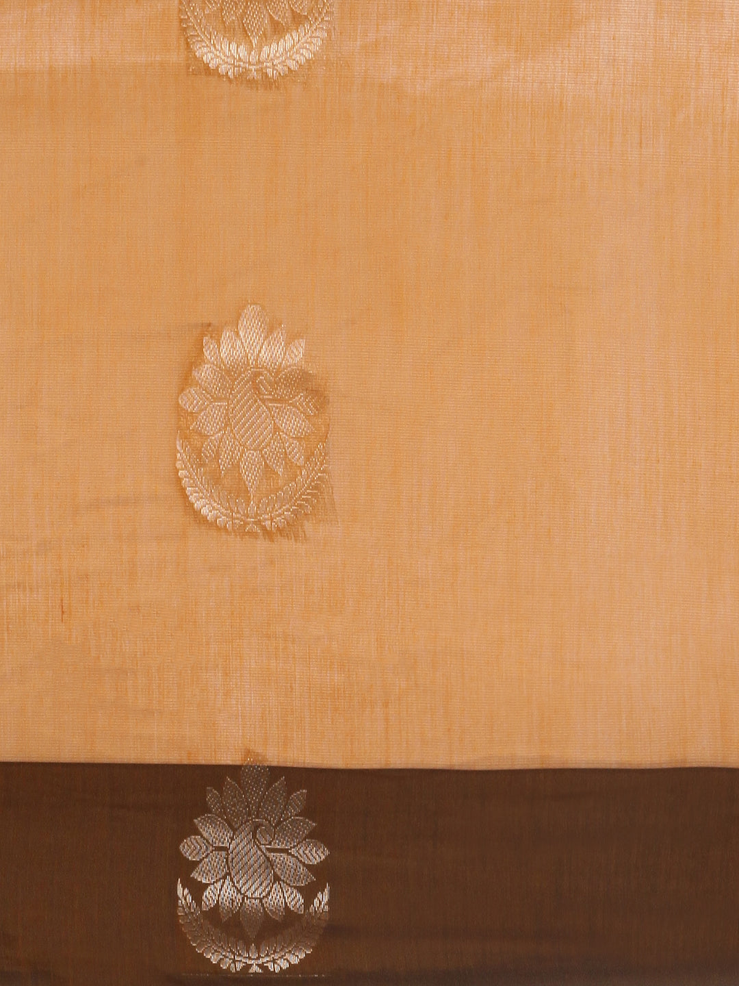 Women Mustard Kora Cotton Saree SK109