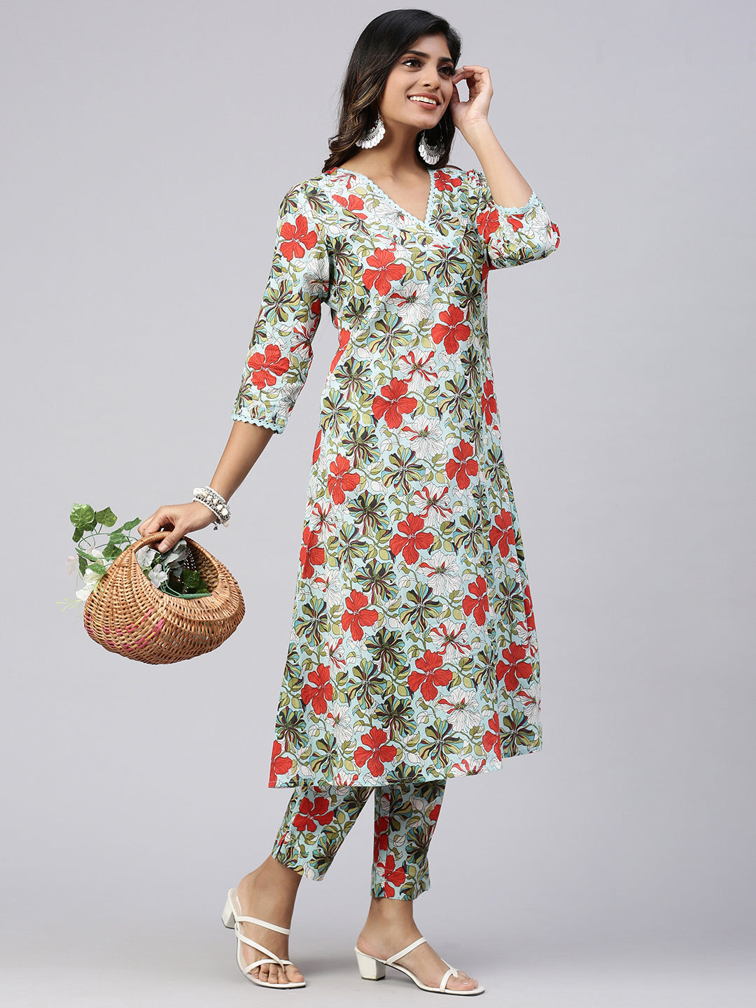 Women Cotton Printed Kurti Sets Multicolour EKS24