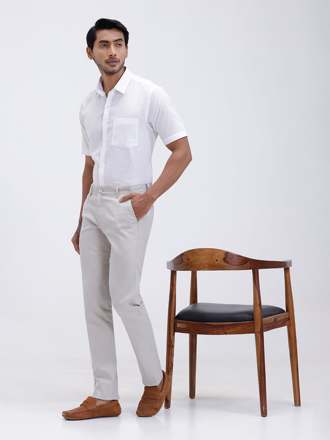 Mens Linen Cotton Half Sleeves Shirt and Pants Combo TR15503