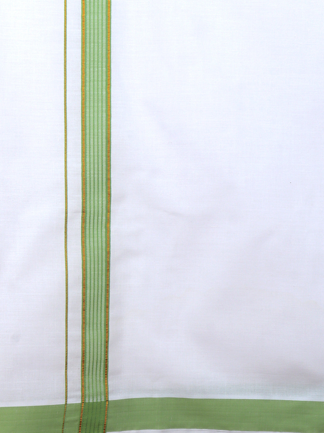 Men Cotton Blend Readymade Single Layer White Dhoti with Fancy Jari Border GACJ46