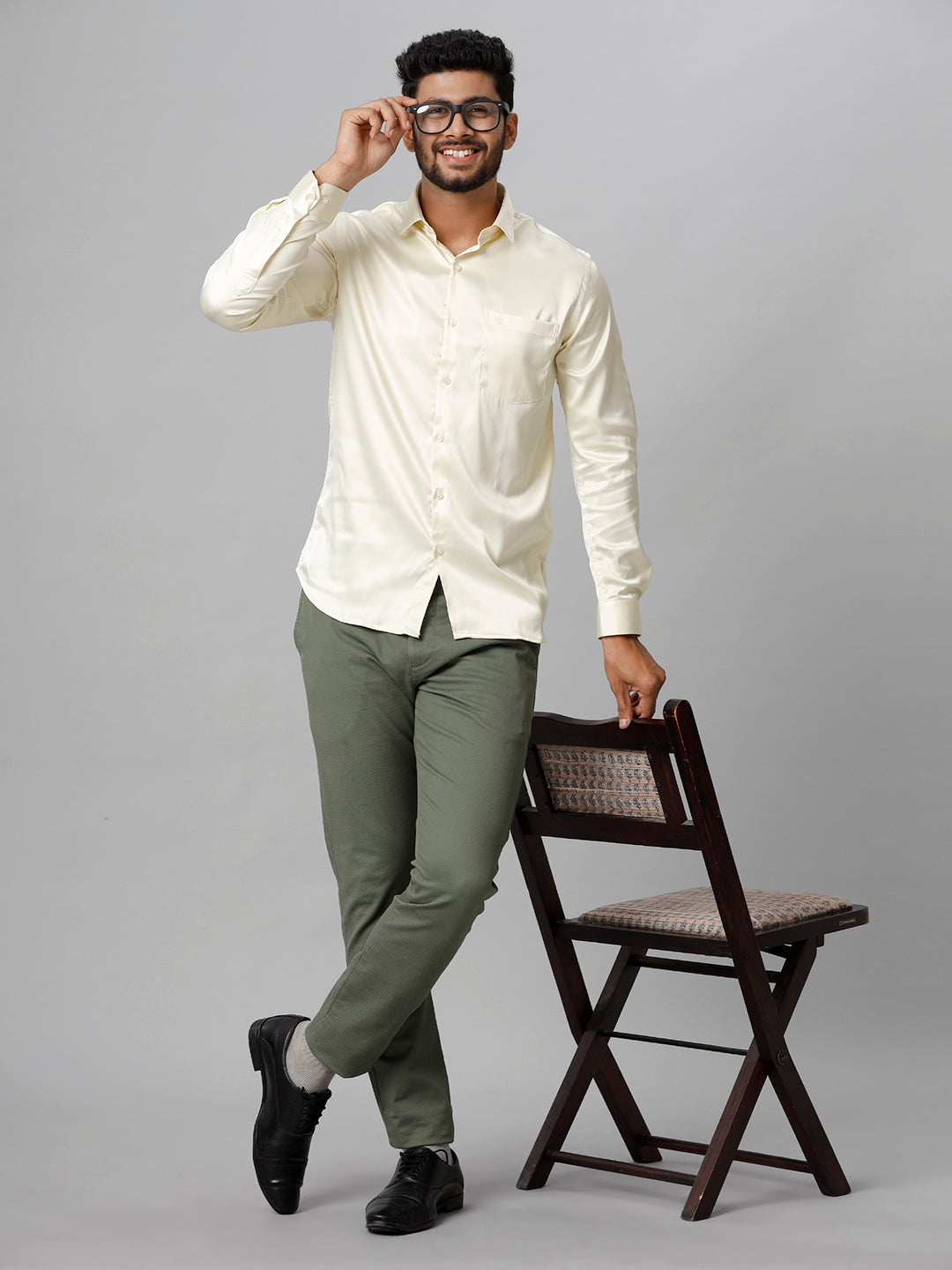 Men Stretch Poly shirt Cream