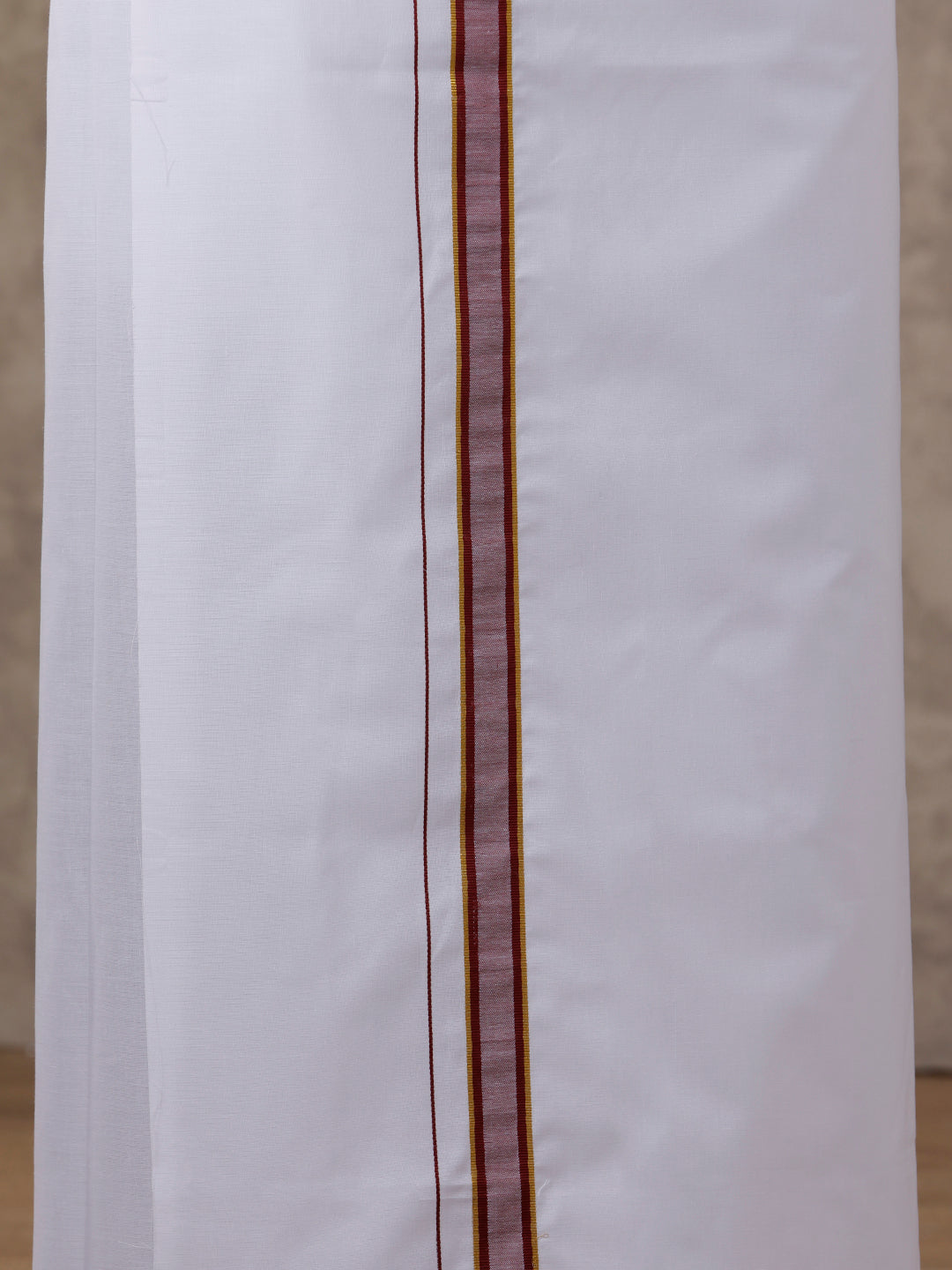 Mens Matching Jari Border Dhoti & Shirt Set Half Maroon VB7