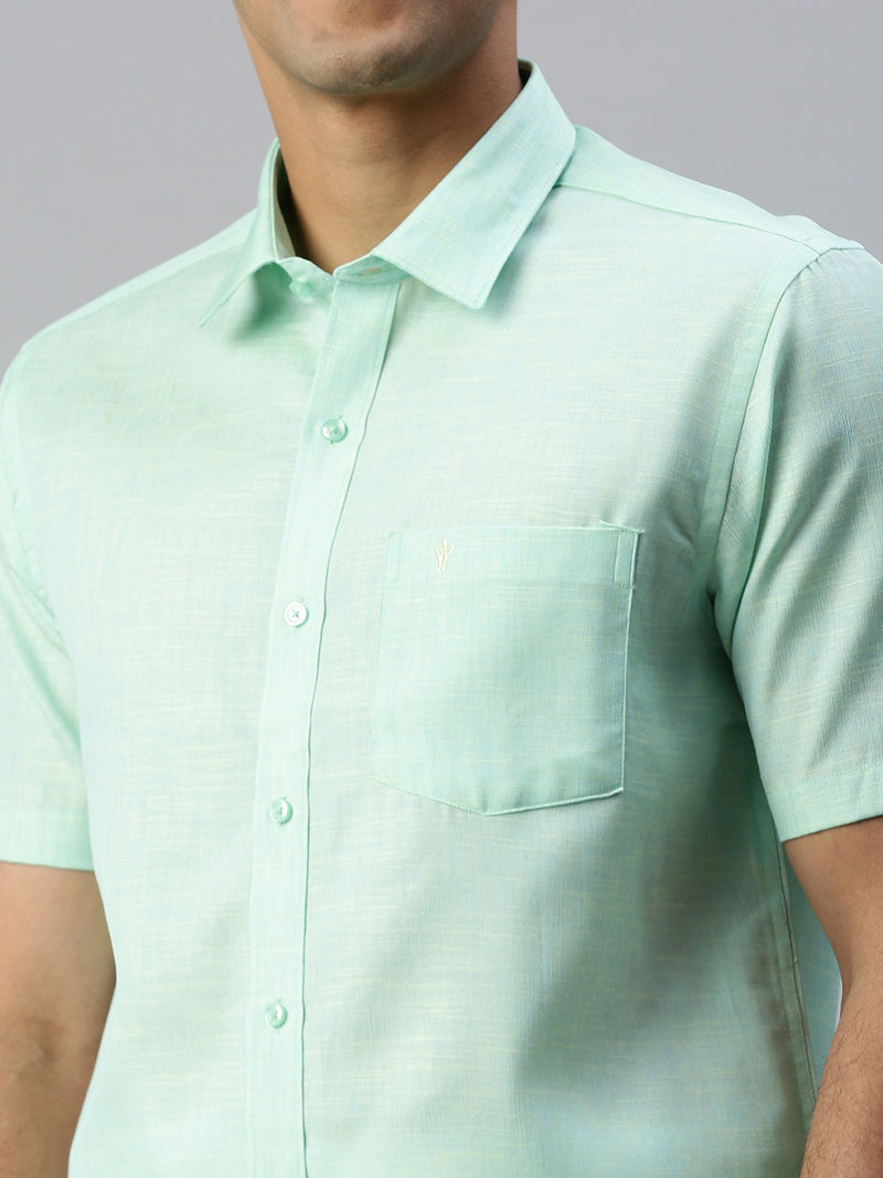 Mens Matching Border Dhoti & Shirt Set Half Light Pista Green C83