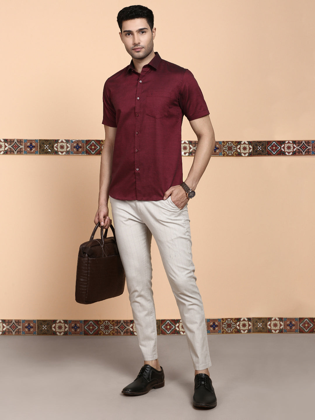 Men Premium Cotton Shirt Purple EL GP14