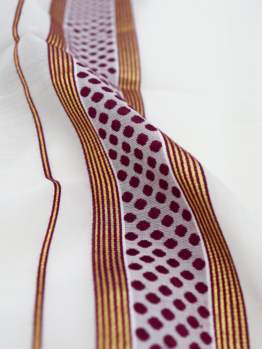 Men Premium Handloom Off White Dhoti with Fancy Border HLM82